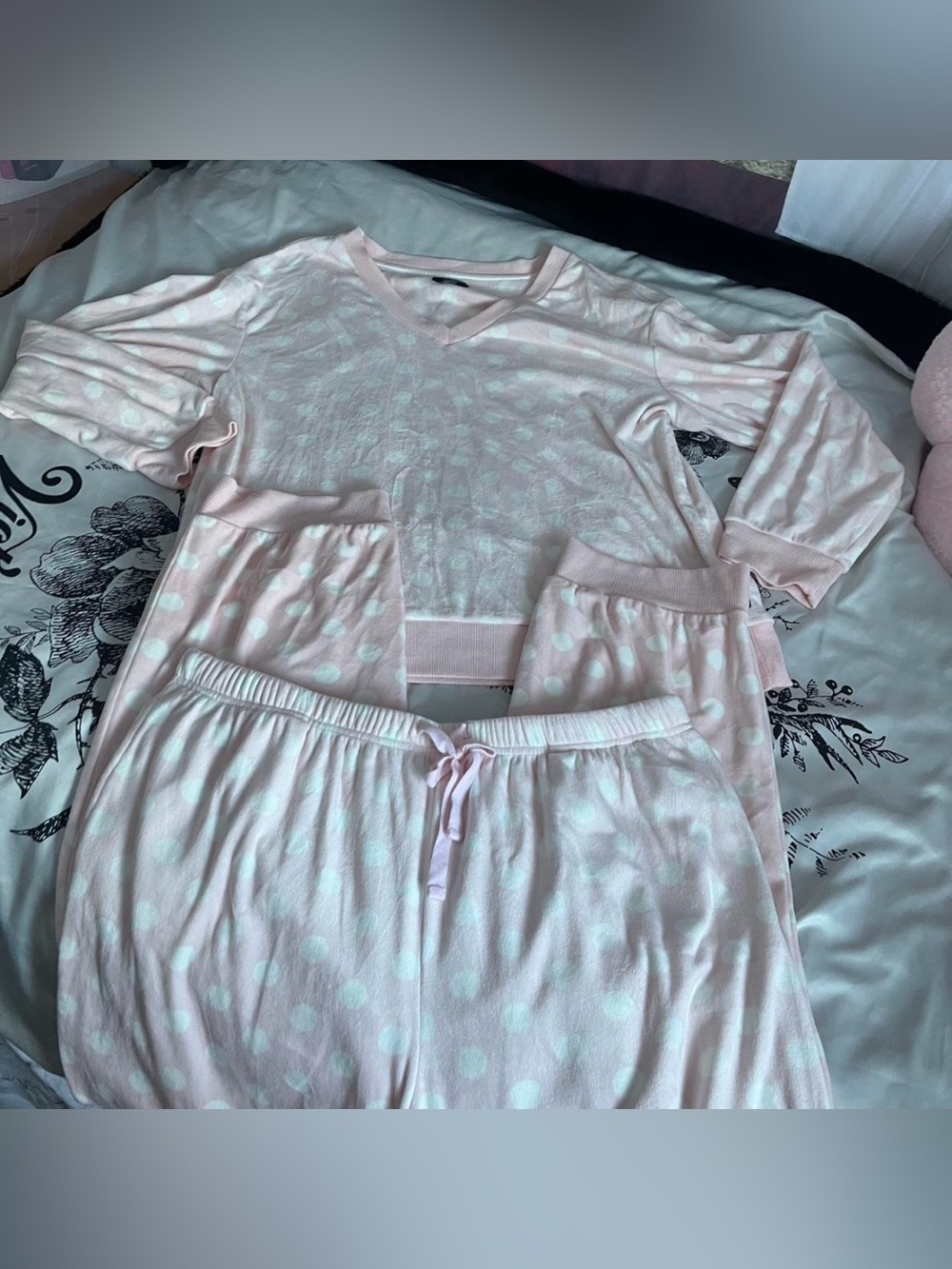 Kate Spade pink polka dot pajama set